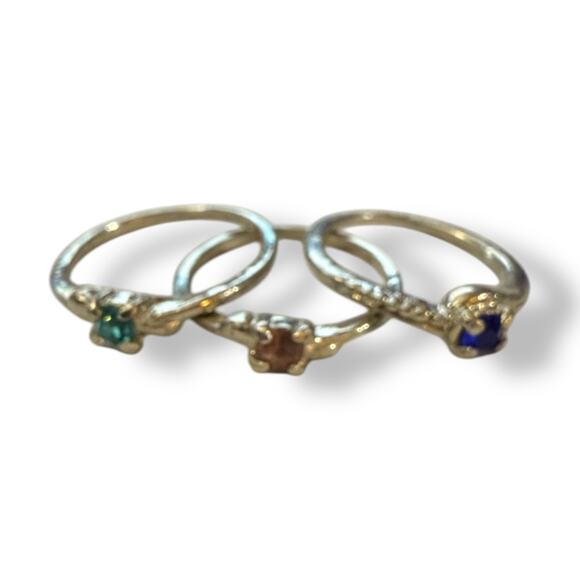 Silver 3 Multi Finger Ring Lot With Gemstones Size 5-7 - Picture 3 of 4